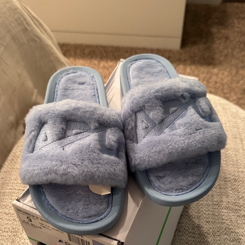 APL Light Blue Fuzzy Slides